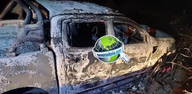 Bandidos invadem fazenda, fazem empresário refém, roubam e queimam caminhonete em Porto Velho