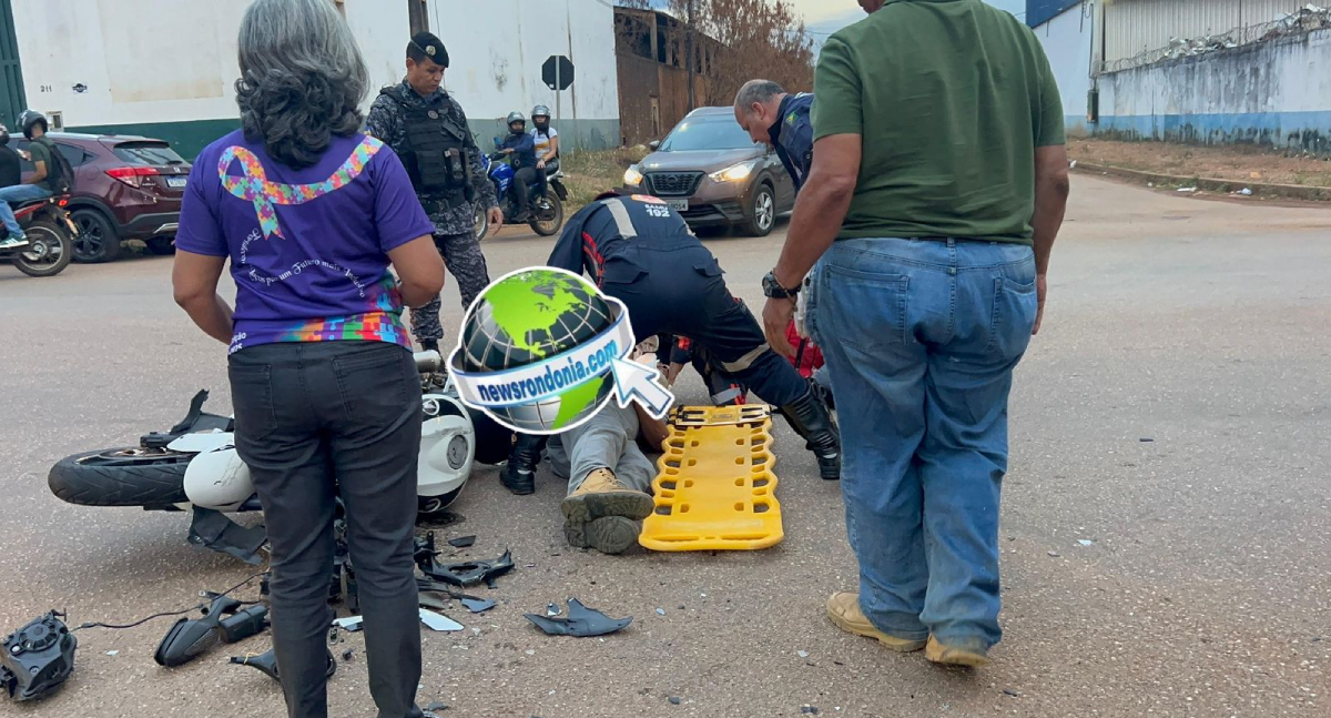 BMW bate em caminhonete e piloto fica ferido na zona sul