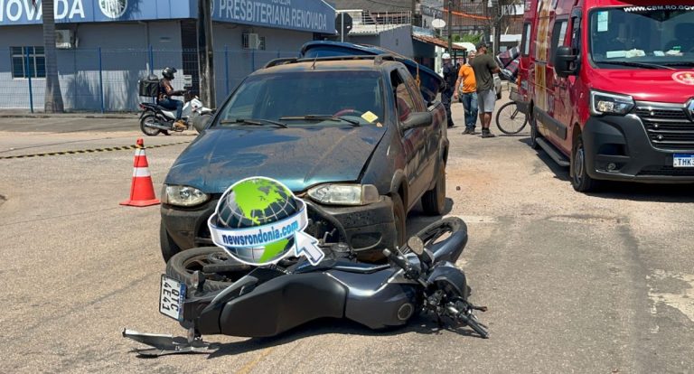 Carro atropela moto e deixa dois feridos na Duque de Caxias