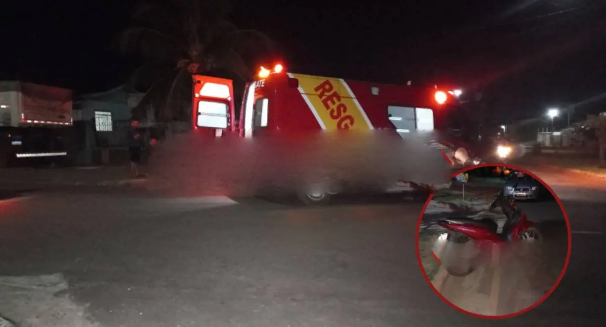 Carro bate em moto e motorista foge em Rolim de Moura