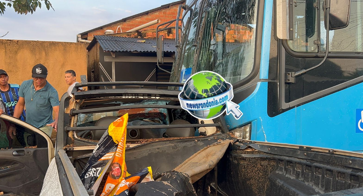 Carro é arrastado por ônibus e passageira idosa fica gravemente ferida
