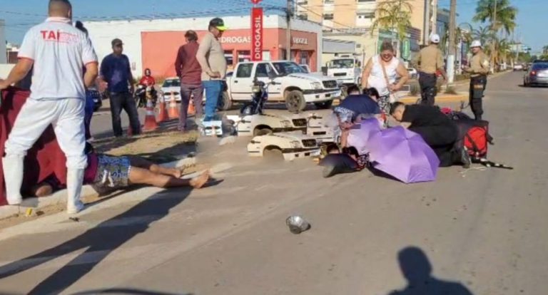 Colisão deixa duas pessoas feridas em cruzamento em Ji-Paraná