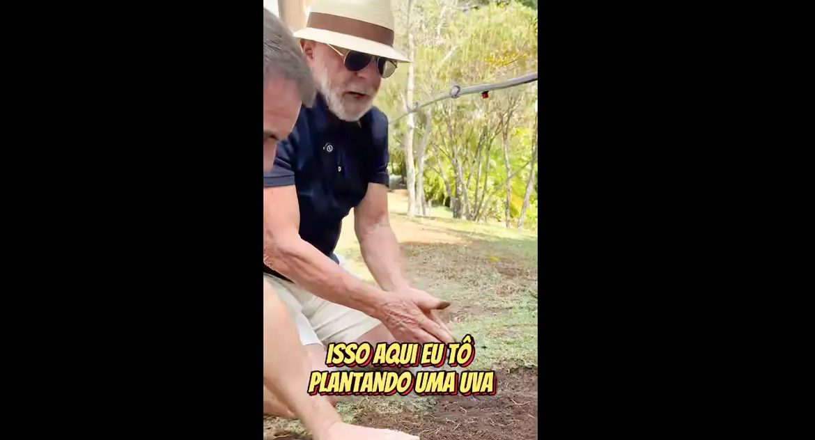 Em vídeo a Trump, Lula planta uva no Alvorada e critica tarifas contra o Brasil