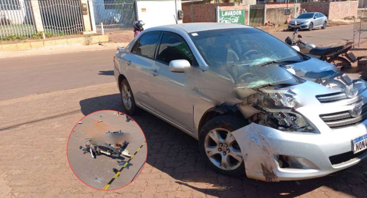 Grave acidente de moto deixa adolescente com fraturas em Rolim de Moura