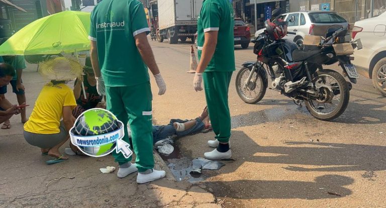 Idoso em moto sofre grave acidente na zona sul