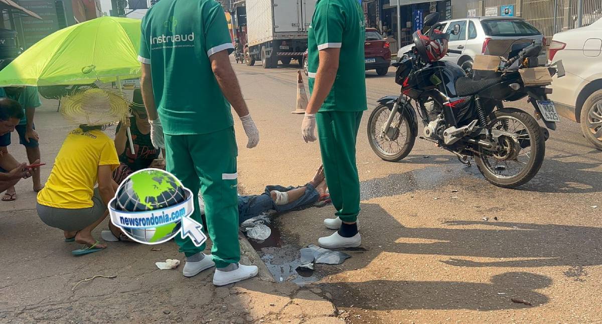 Idoso em moto sofre grave acidente na zona sul