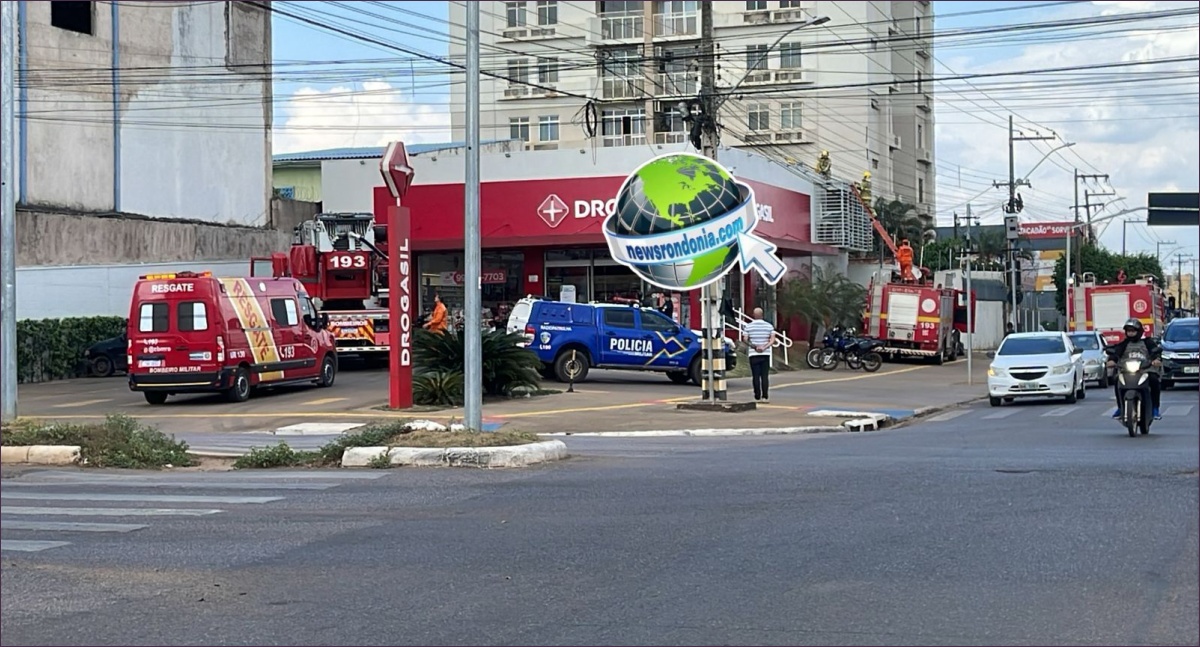 Morador de rua é resgatado do telhado de farmácia em Porto Velho