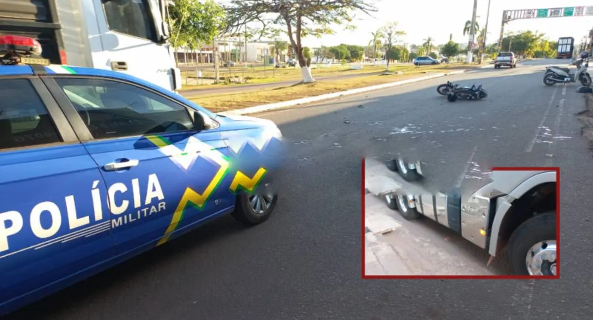 Motociclista e passageiro ficam feridos após colisão com carreta em Rolim de Moura