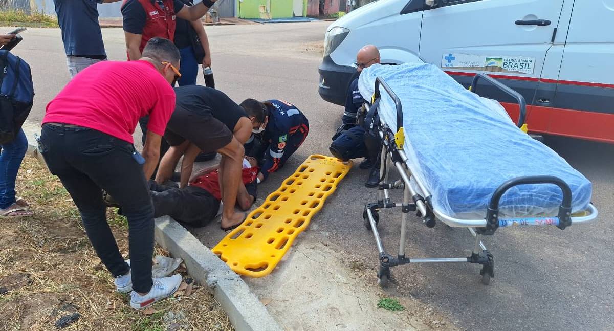 Motociclista fica ferido após colisão com carro na região central de Porto Velho
