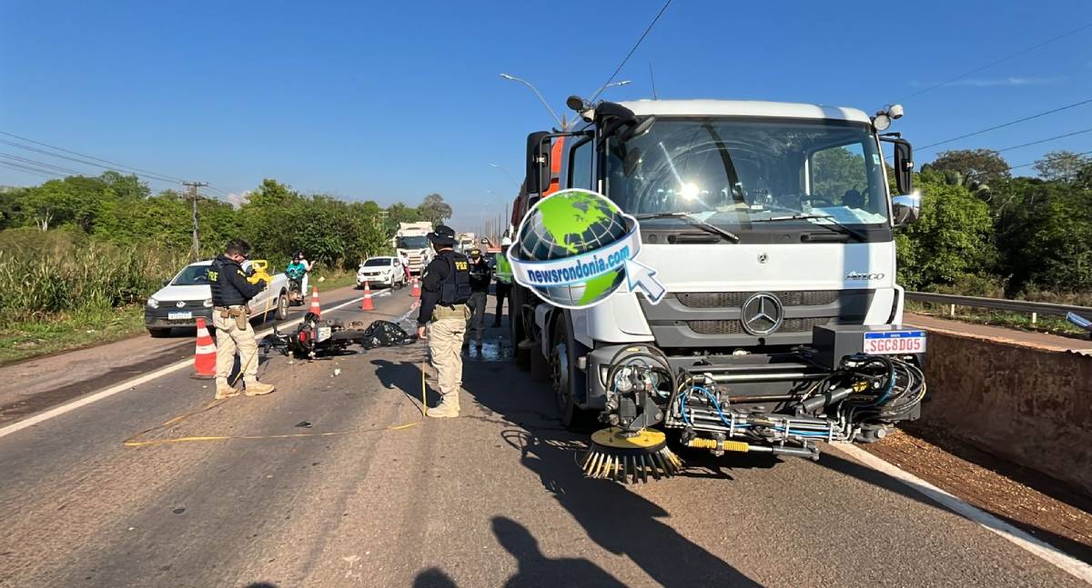 Motociclista morre após batida em traseira de caminhão na BR-364 em Porto Velho