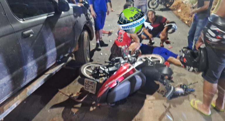 Motociclista sofre fratura na perna em colisão com caminhonete na zona leste
