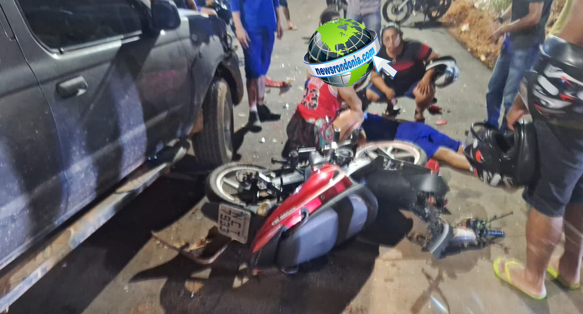 Motociclista sofre fratura na perna em colisão com caminhonete na zona leste