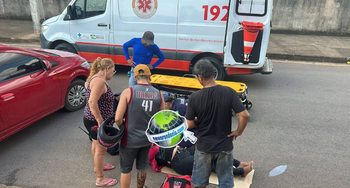 Mulher quebra o braço após batida entre motos na zona leste