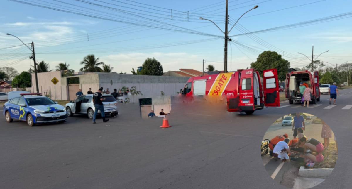 Pai e filha ficam gravemente feridos em acidente em Rolim de Moura
