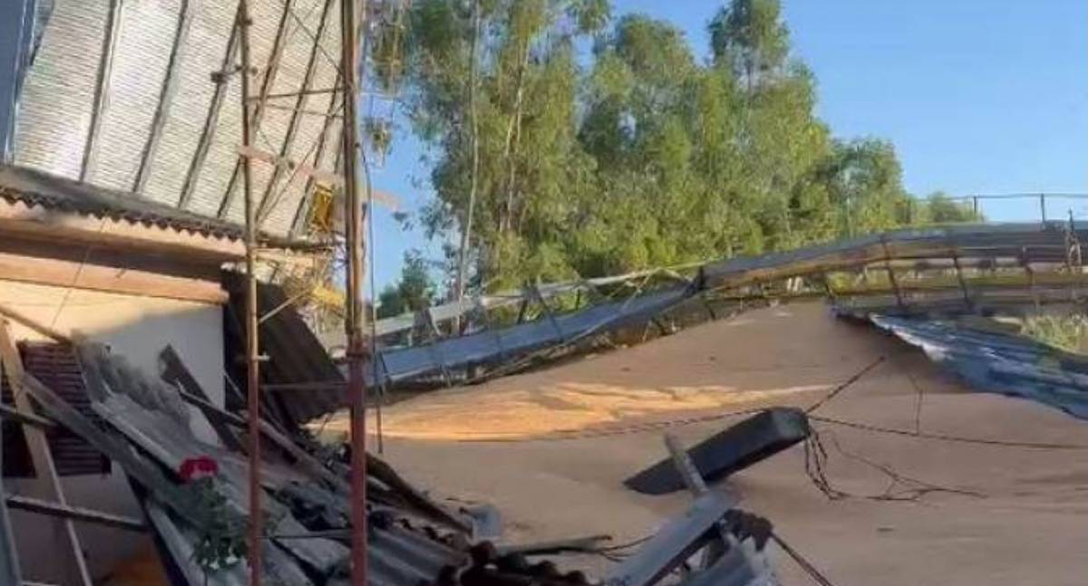 Silo desaba e atinge casa em fazenda de Vilhena, matando animais