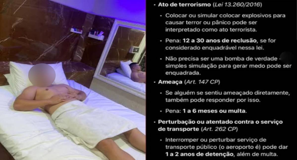 Suspeito de colocar bomba falsa em aeroporto pode pegar até 30 anos de prisão
