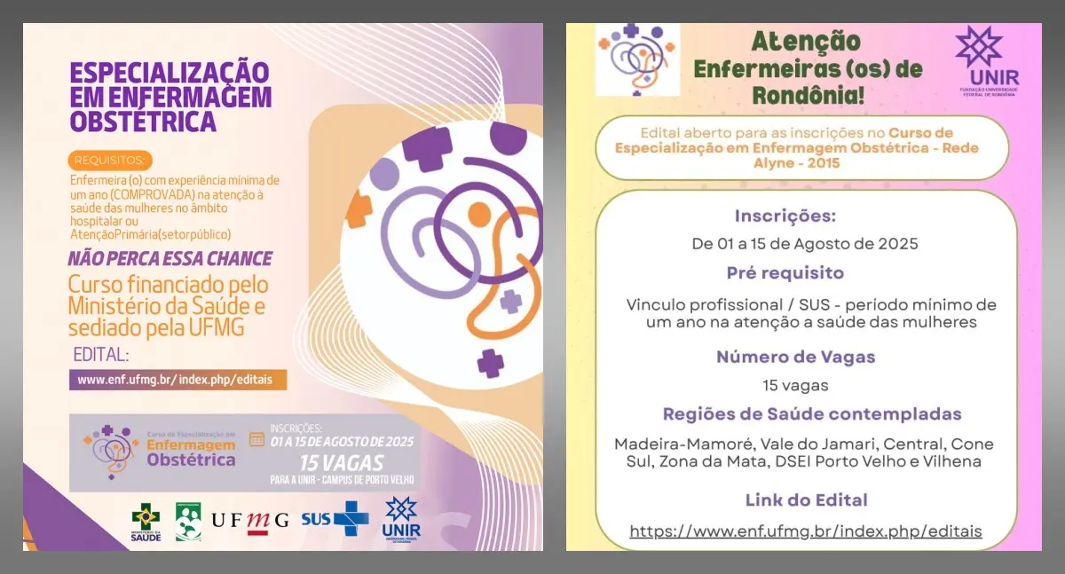 UNIR abre inscrições para Especialização em Enfermagem Obstétrica