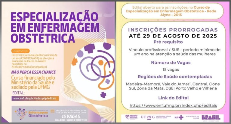 UNIR prorroga inscrições para Especialização em Enfermagem Obstétrica da Rede Alyne