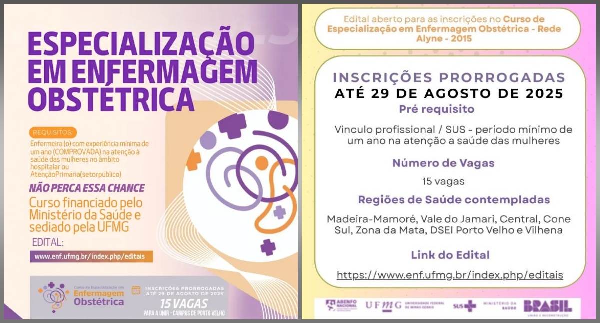 UNIR prorroga inscrições para Especialização em Enfermagem Obstétrica da Rede Alyne