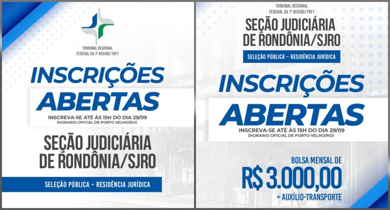 Seção Judiciária de Rondônia abre seleção pública para Programa de Residência Jurídica com bolsa de R$ 3 mil
