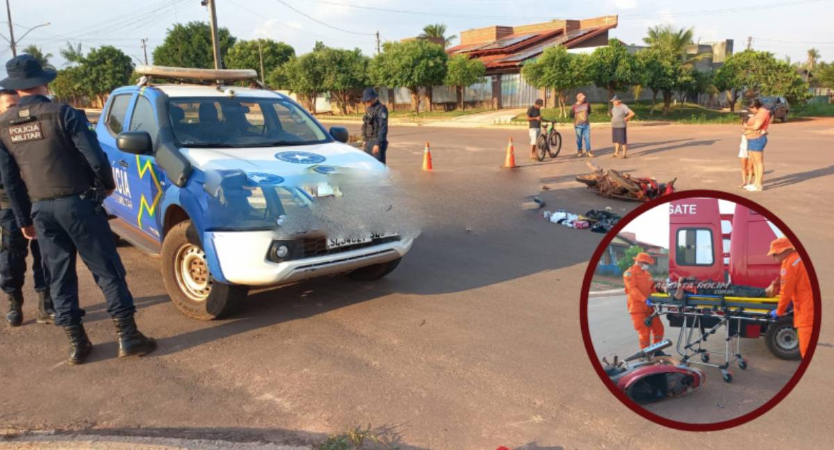 Acidente com moto e picape deixa um ferido em Rolim de Moura
