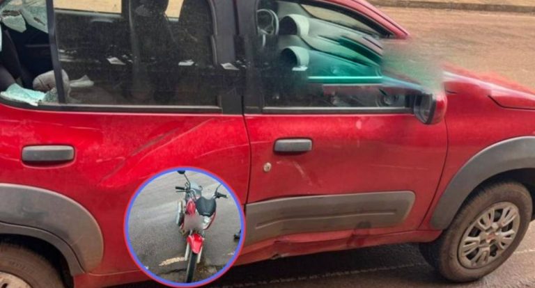 Acidente entre carro e moto deixa motociclista ferido em Rolim de Moura