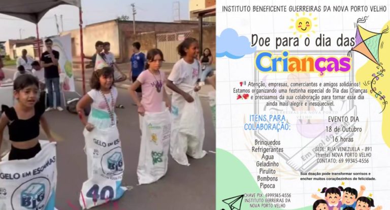 Agenda News: Guerreiras da Nova Porto Velho promovem festa solidária no Dia das Crianças