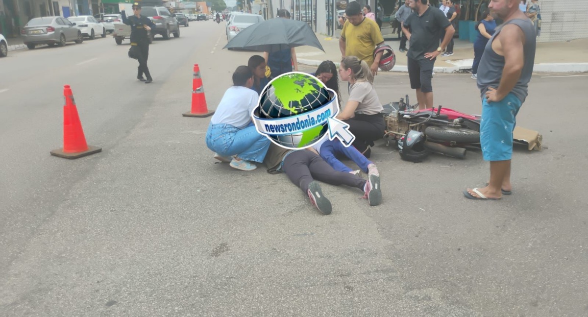 Caminhão atinge mãe e filha em moto no centro de Porto Velho