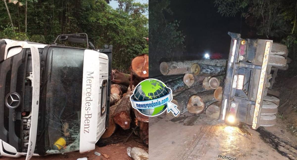 Caminhão tomba e deixa motorista ferido em Porto Velho