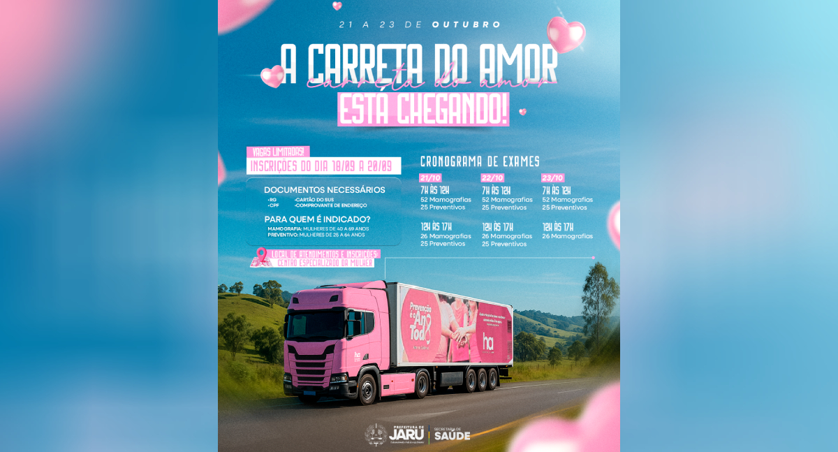 Carreta do Hospital de Amor em Jaru abre inscrições para exames gratuitos