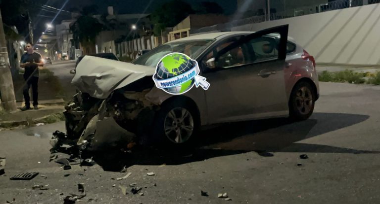 Carro capota em grave acidente no centro de Porto Velho; casal fica ferido