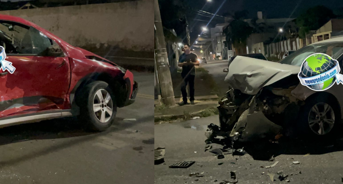 Carro capota em grave acidente no centro de Porto Velho; casal fica ferido