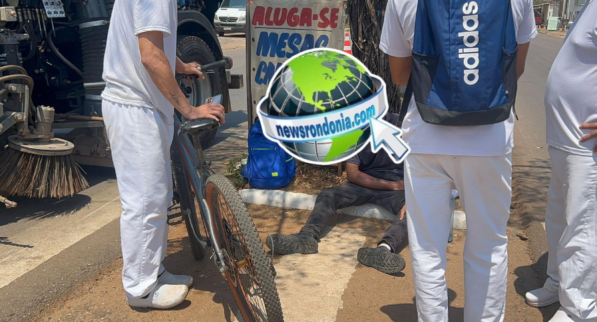 Ciclista fica ferido em colisão com caminhão na Avenida Guaporé
