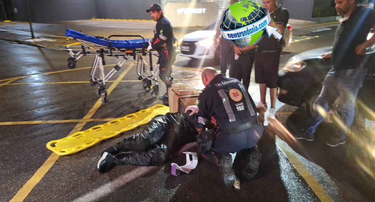 Motoboy fica ferido após colisão entre carro e moto em Porto Velho