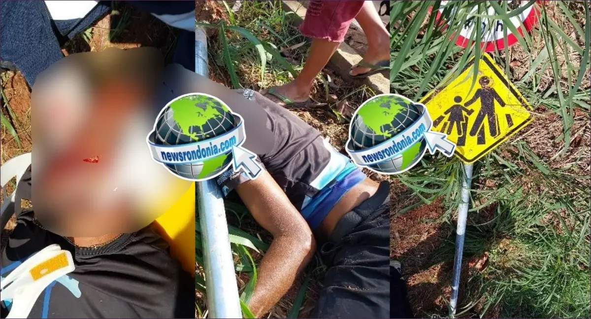 Motociclista fica desacordado após arrancar placa em acidente na zona sul