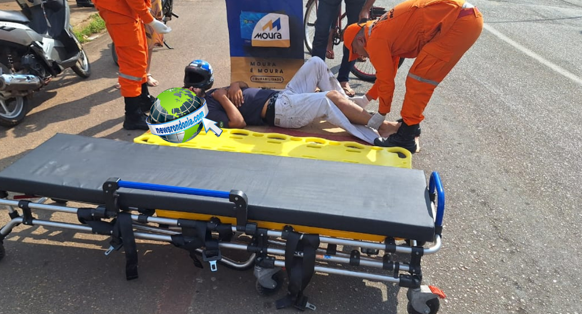 Motociclista fica ferido em acidente entre carro e moto no Bairro Nova Porto Velho