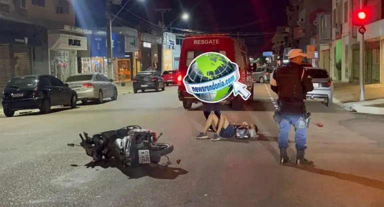 Motociclista fica ferido em colisão com carro no centro de Porto Velho