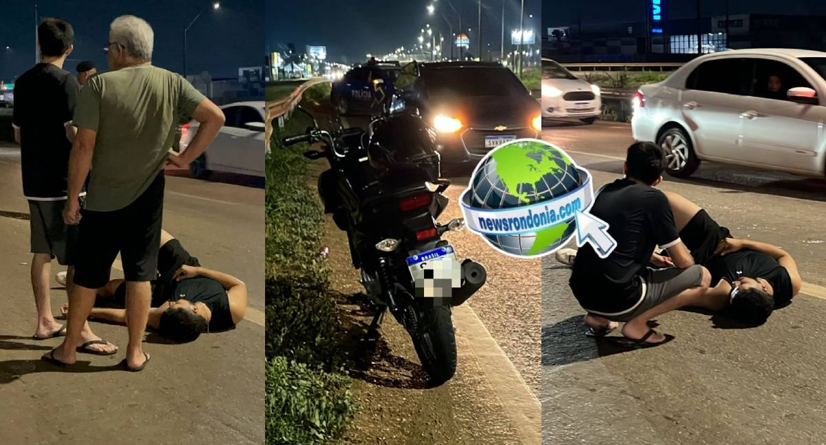 Motorista de Corolla foge depois de derrubar motociclista embaixo de passarela