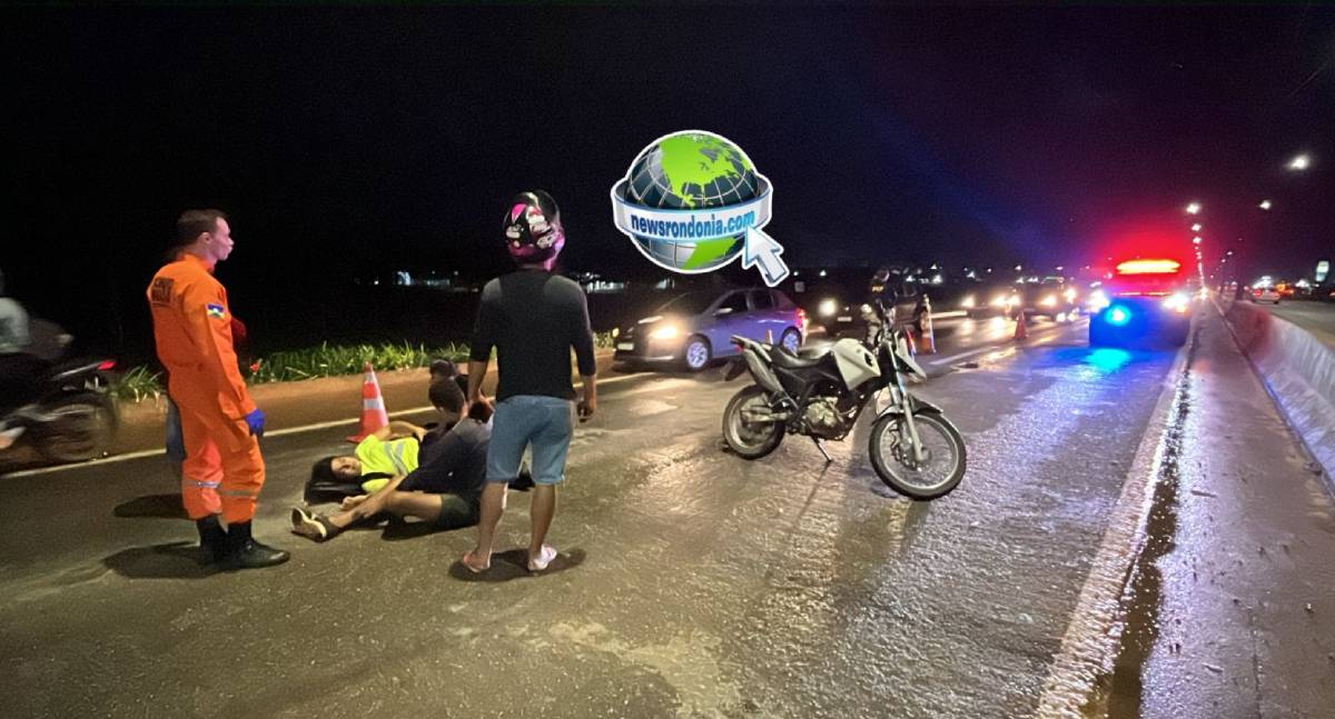 Motorista foge depois de derrubar casal em moto na BR-364