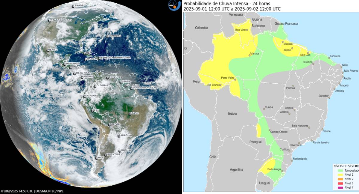 Rondônia: Os primeiros dias de setembro serão marcados por chuva intensa em todo o estado, com maior incidência nas regiões Norte e Oeste