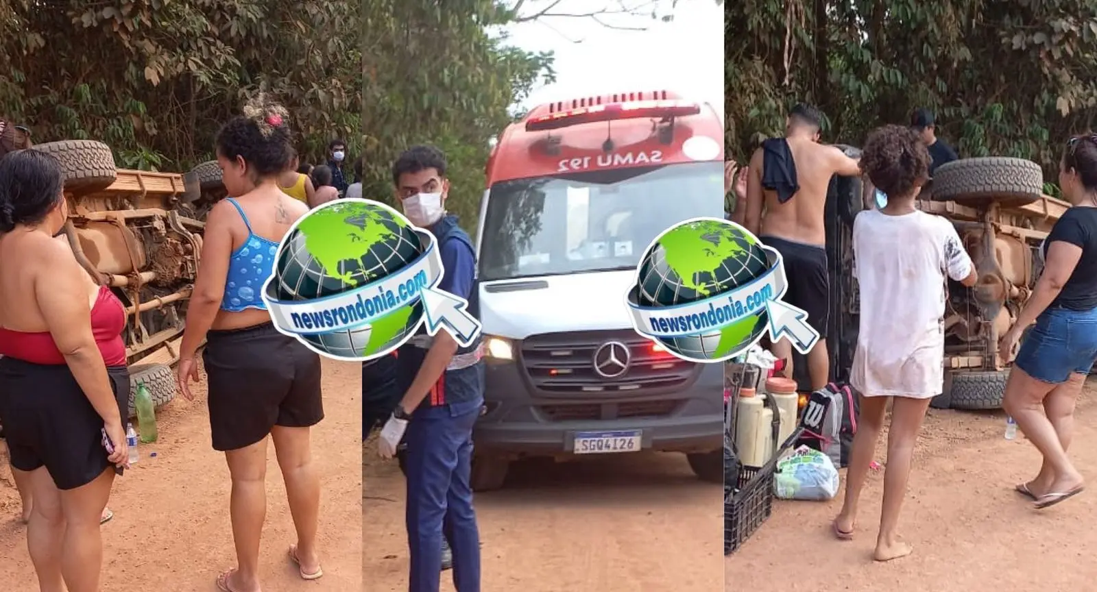S10 capota em curva e casal fica ferido em Porto Velho