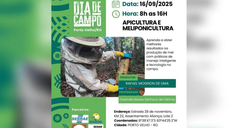 Sistema FAPERON/Senar promove Dia de Campo em Porto Velho com Concurso de Qualidade do Mel e palestras técnicas