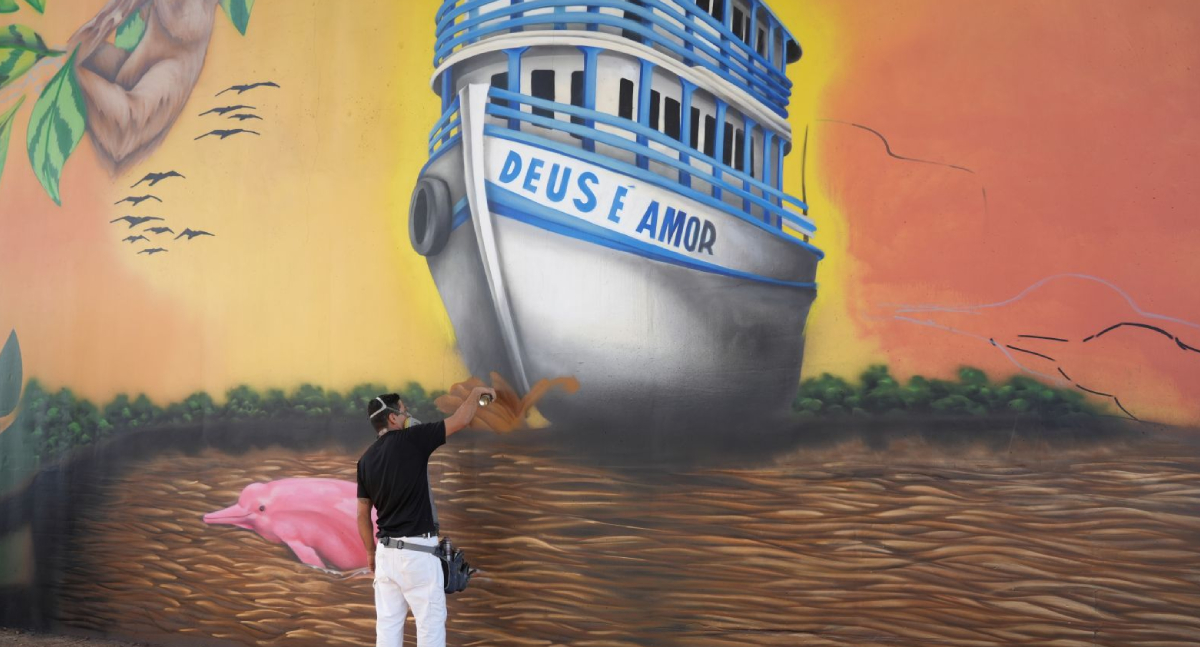 Viaduto do Trevo do Roque recebe arte inspirada na Amazônia e na história de Porto Velho