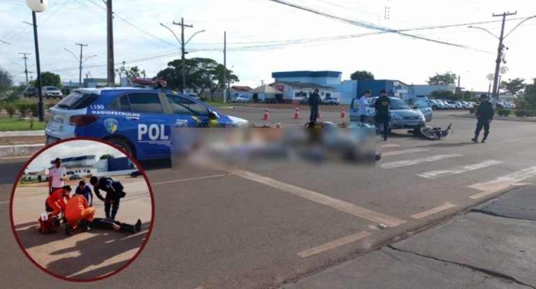 Acidente deixa motociclista ferida na Avenida João Pessoa