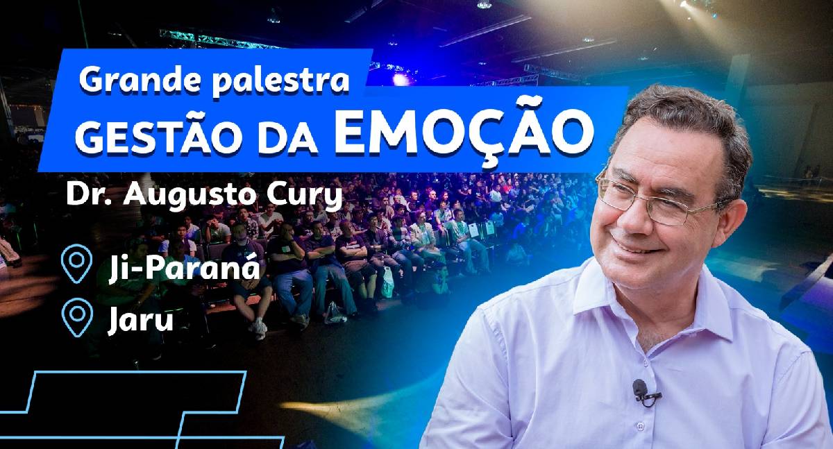 Augusto Cury chega a Rondônia com palestra "Gestão da Emoção" em Jaru e Ji-Paraná