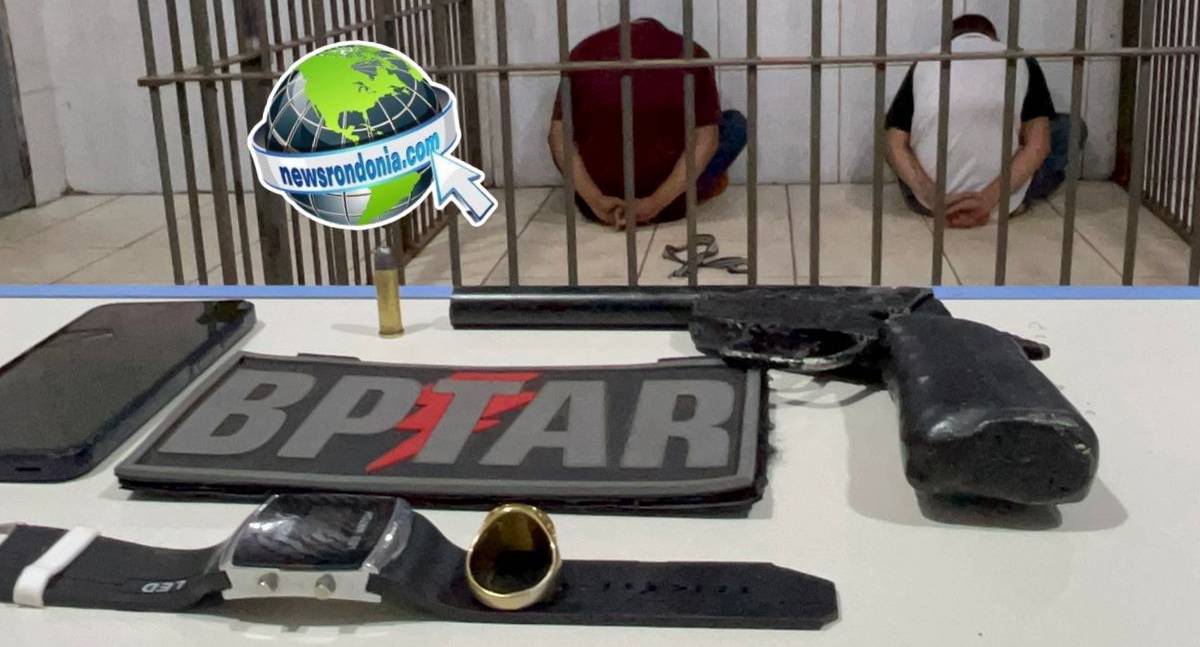 BPTAR evita roubos e prende dupla com arma e moto roubada