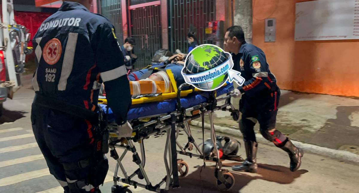 Casal em moto fica gravemente ferido após colisão com caminhonete na Avenida Amazonas