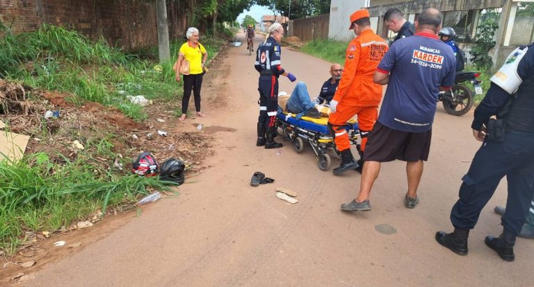 Casal fica gravemente ferido após ser atingido por caminhão em Porto Velho