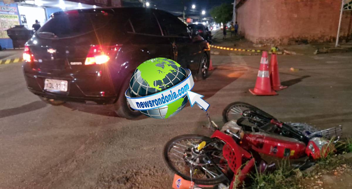 Ciclista fica em estado grave após acidente com Ônix, Palio e bicicleta elétrica em Porto Velho