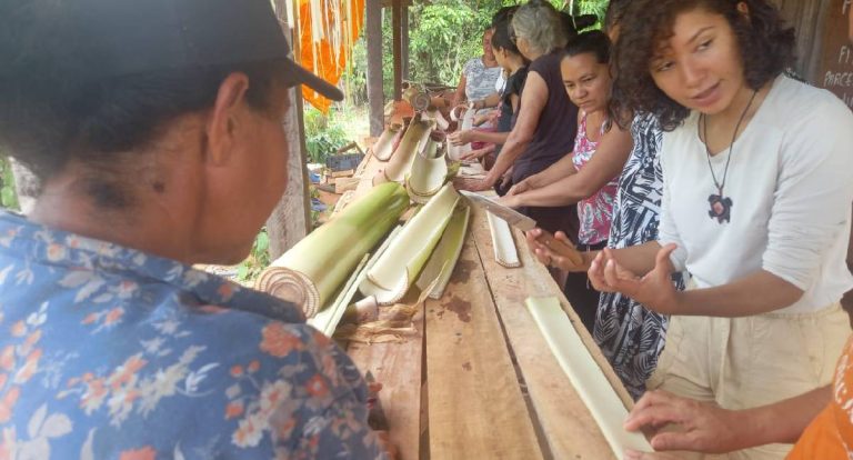 Comunidade Nova Conquista recebe primeira oficina de fibra de bananeira